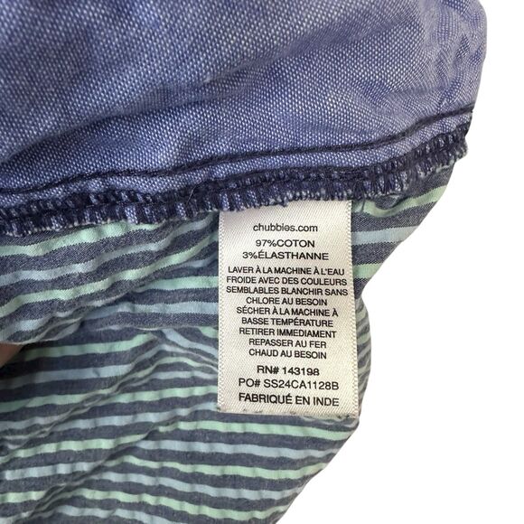 Chubbies Mens 5.5” Inseam Originals Sz XL Blue Green Striped Seersucker Shorts - Picture 9 of 9
